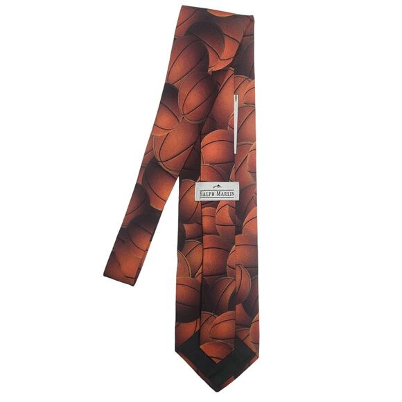 Ralph Marlin Necktie Just Balls Basketballs Vintage 90s Sports Tie Made In USA - Picture 2 of 6